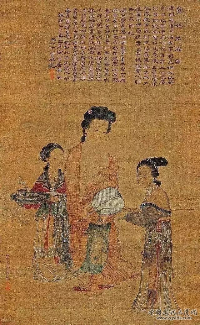 中国絵 乙亥年写貴妃出浴圖 銘有り + 燕君？｜中国