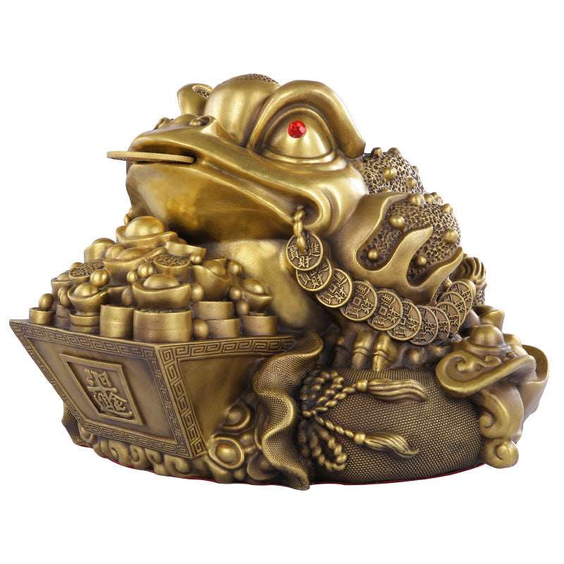 定制善品黄铜三足金蟾摆件黄铜日进斗金三足金蝉家居开业礼品厂家