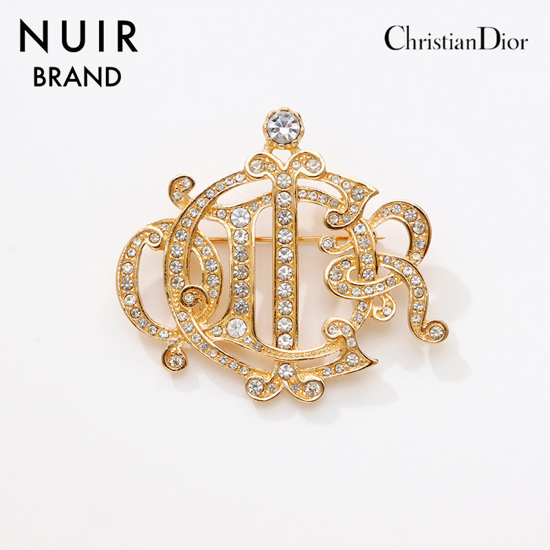 クリスチャンディオール ロゴ ラインストーン ブローチ レディース