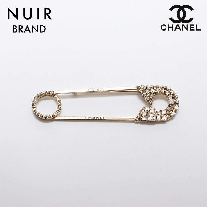 CHANEL クリスタル安全ピンブローチ T&T CHANEL クリスタル安全ピン