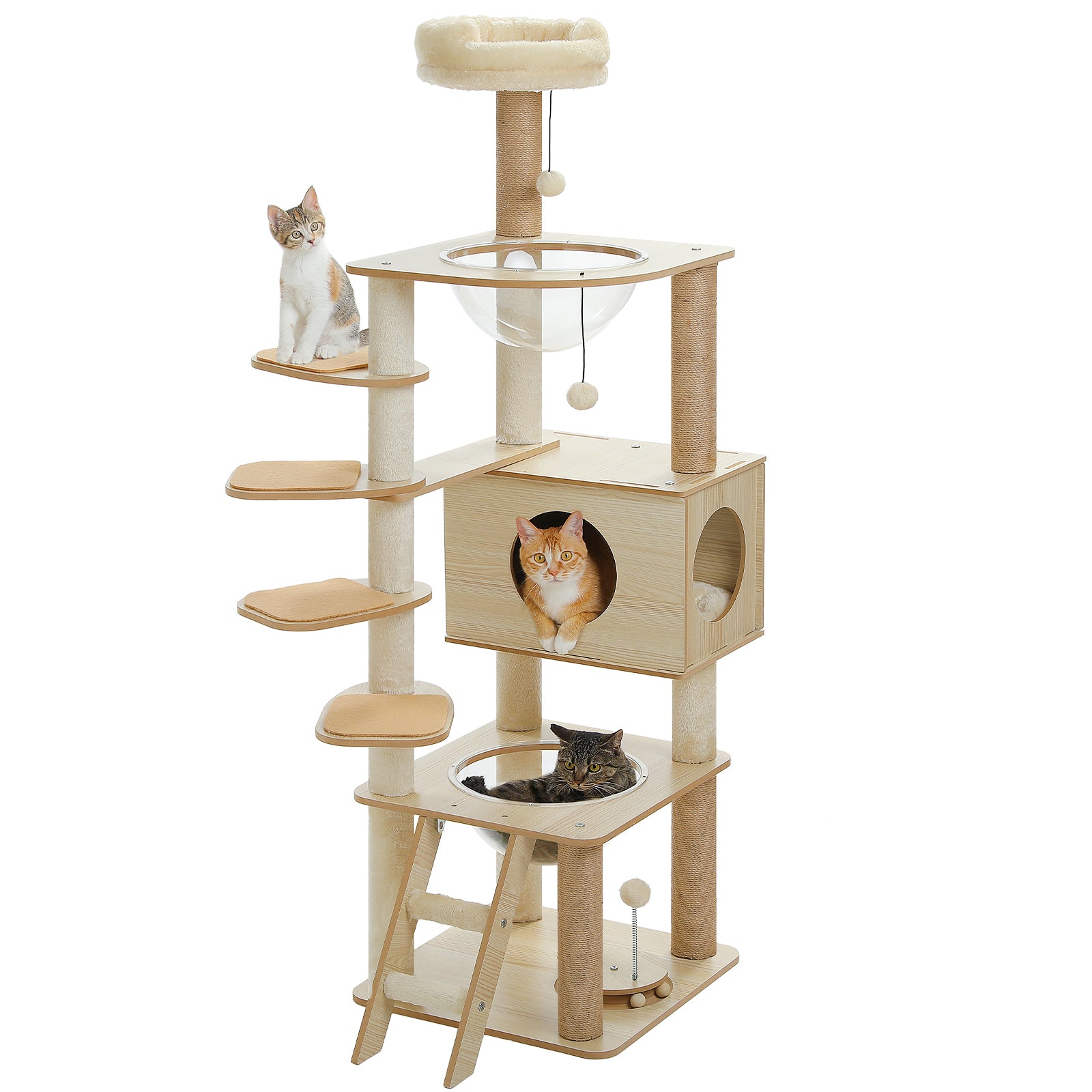 キャットタワー 185cm 据え置き 爪とぎ 猫 大型 多頭飼い ブラウン