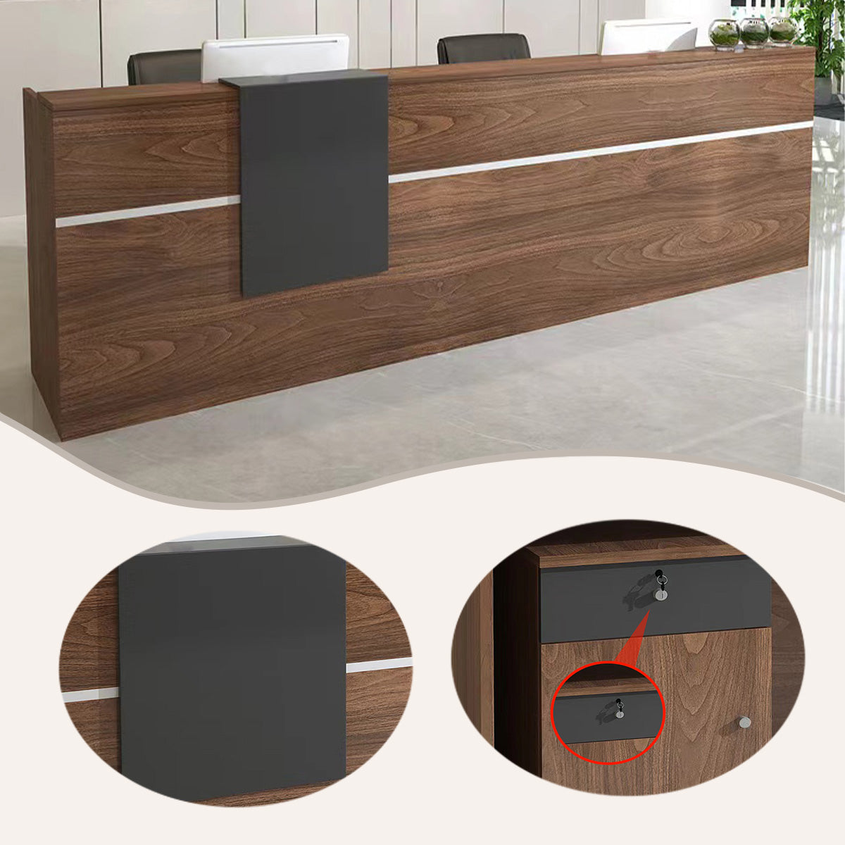 受付カウンター,フロント,レジカウンター,鍵ロック,引き出し収納,大