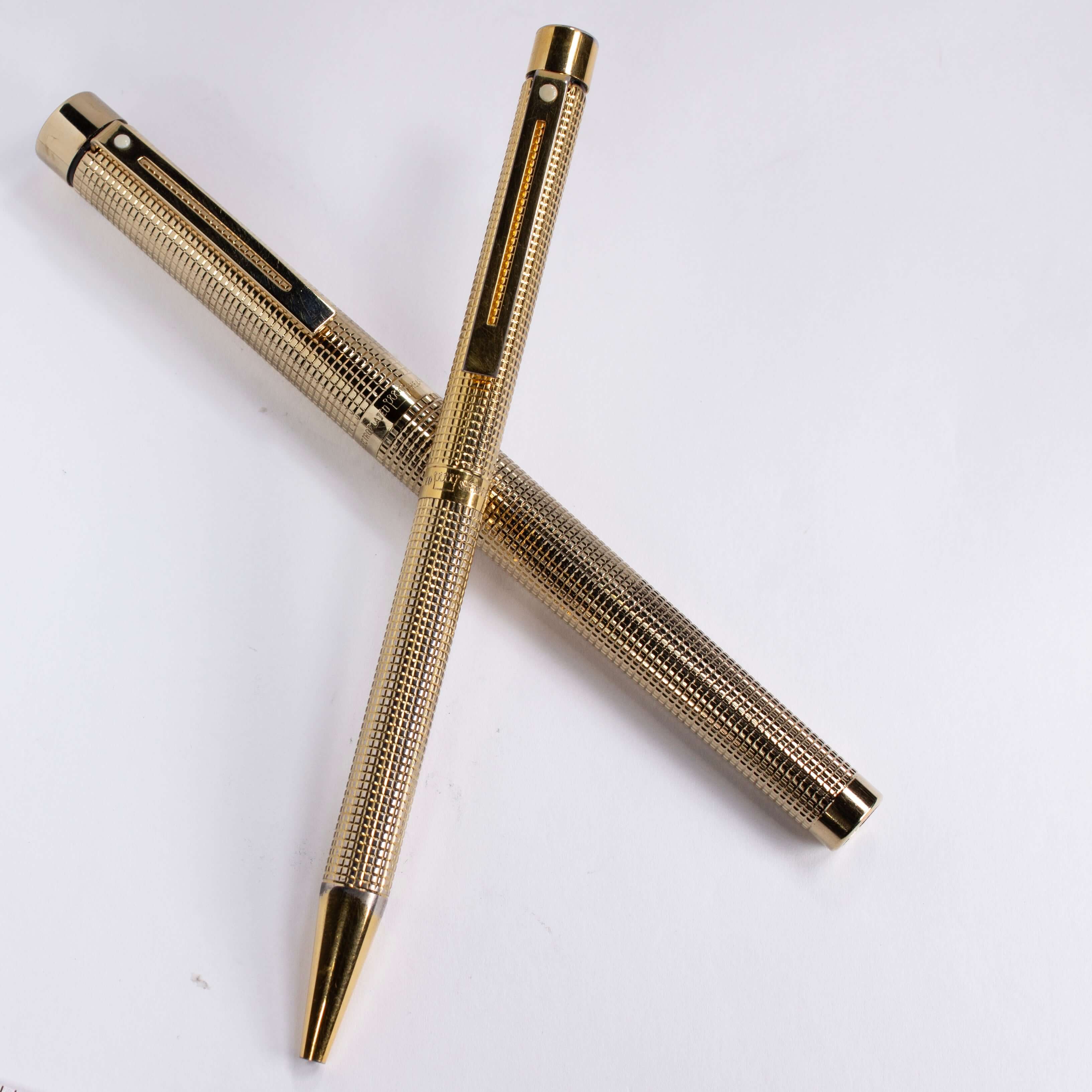 Sheaffer Targa Fountain Pen/Ballpoint Set, Gold Plated Basket