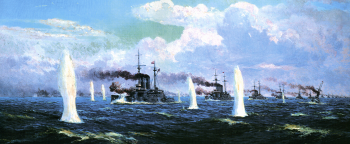 三笠艦橋の図と東郷海軍大将