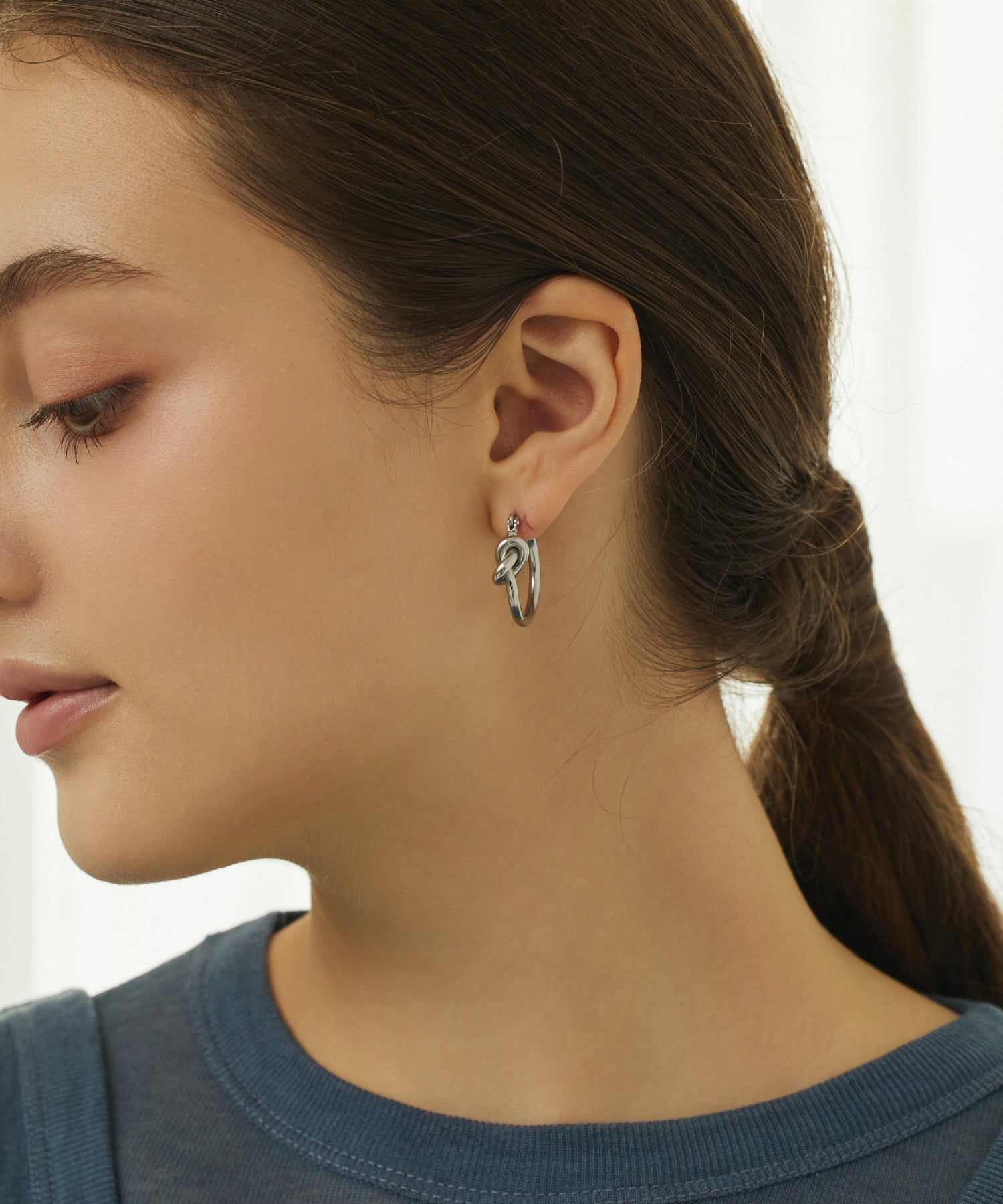 シルバー]ノットフープピアス