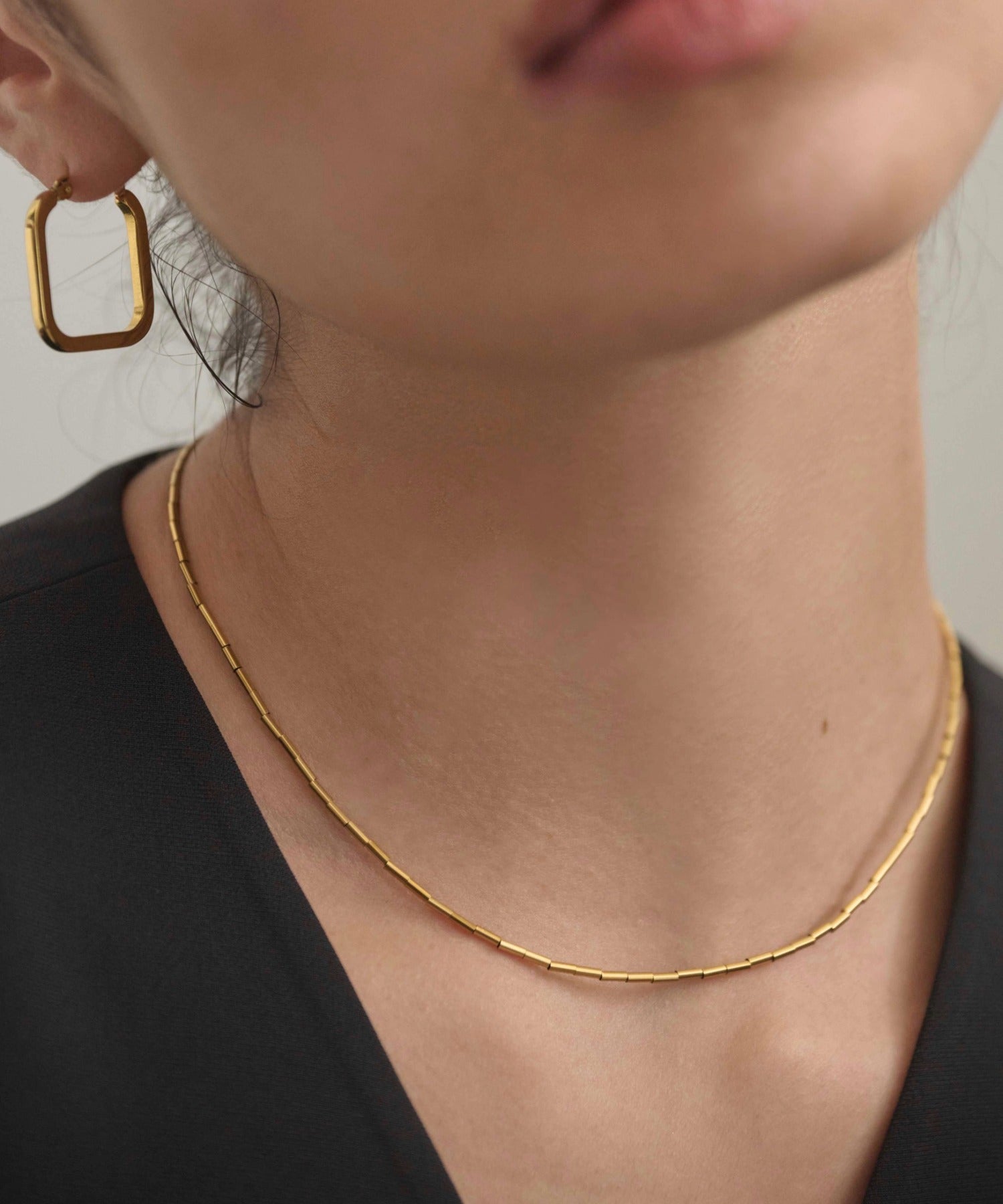 ゴールド]パイプビーズネックレス