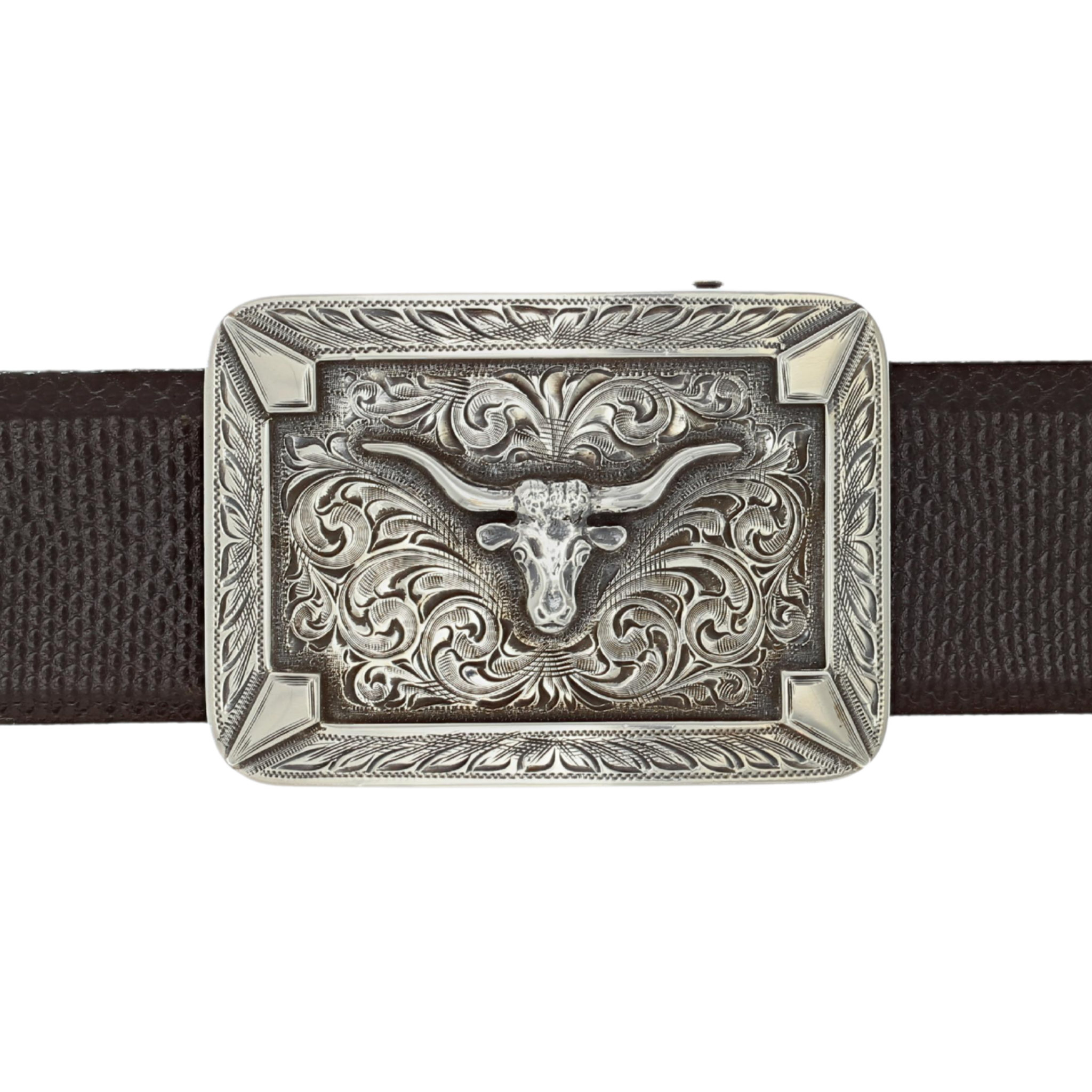 Sabine 1813 Silver Engraved Steer Trophy Buckle – Clint Orms