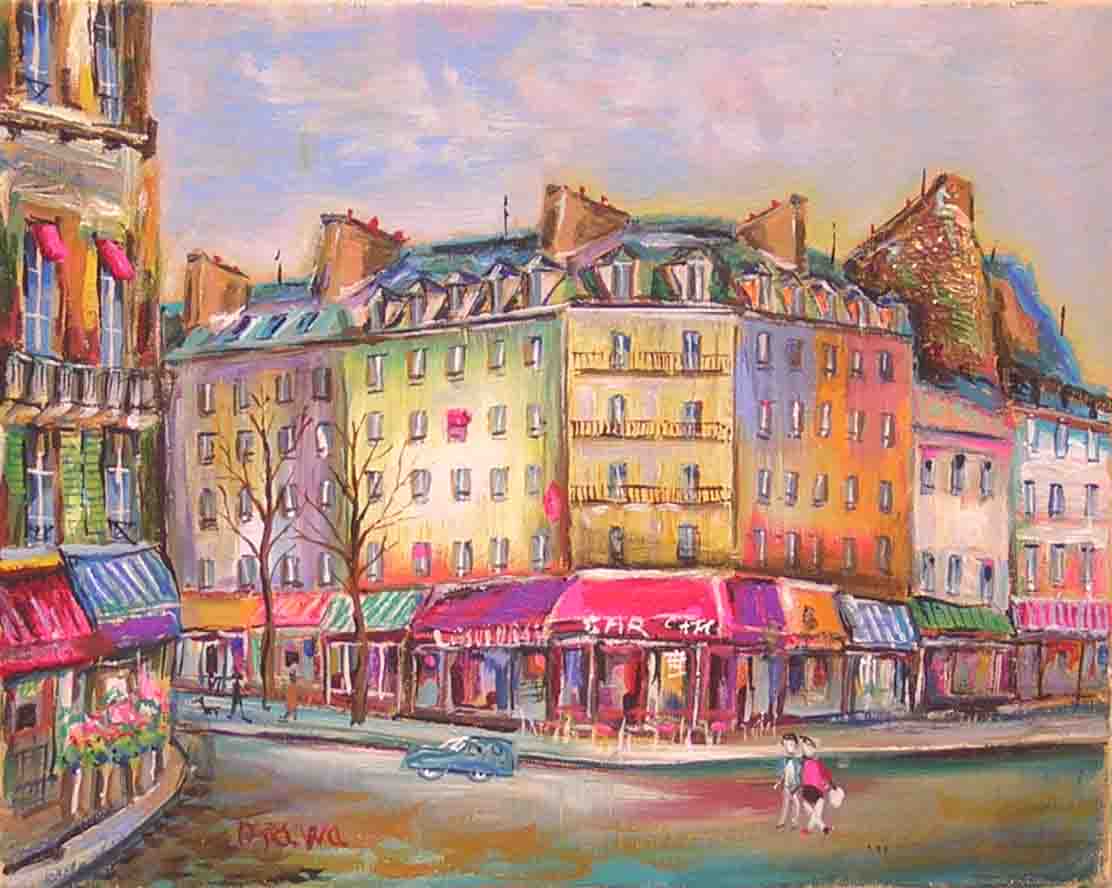 小澤勇寿朗 作 カフェテラスの女 F12油彩画 人物画 小澤勇寿朗 作