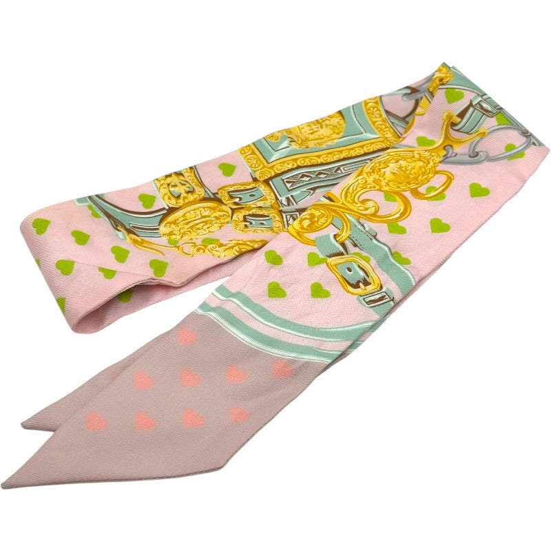 エルメス HERMES ツイリー BRIDES DE GALA LOVE ピンク シルク