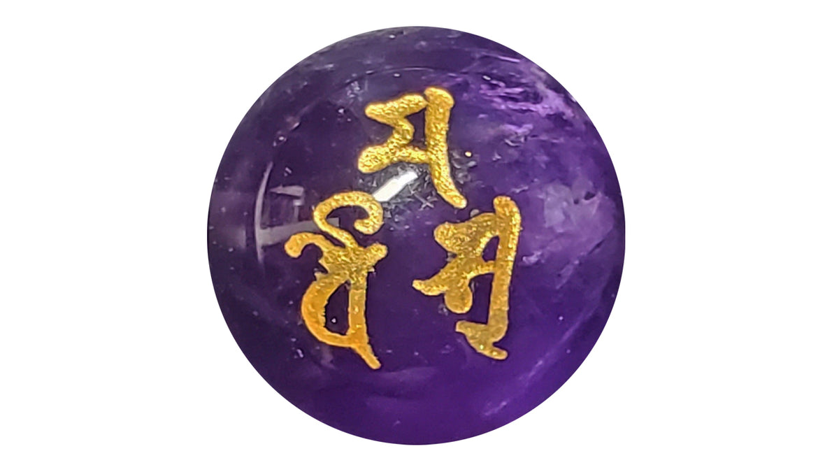 数量限定】三面大黒天・梵字玉（超音波彫／約12mm・金色入り