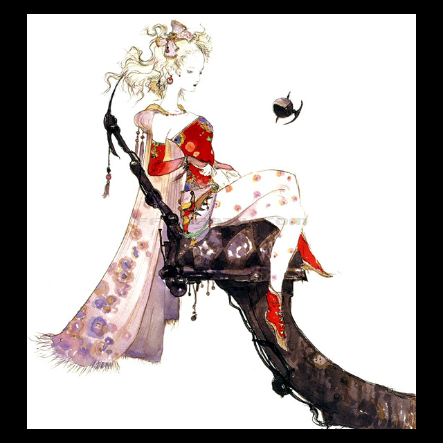 真作保証 天野喜孝 少女 絵画 ティナ ファイナルファンタジー6 真作