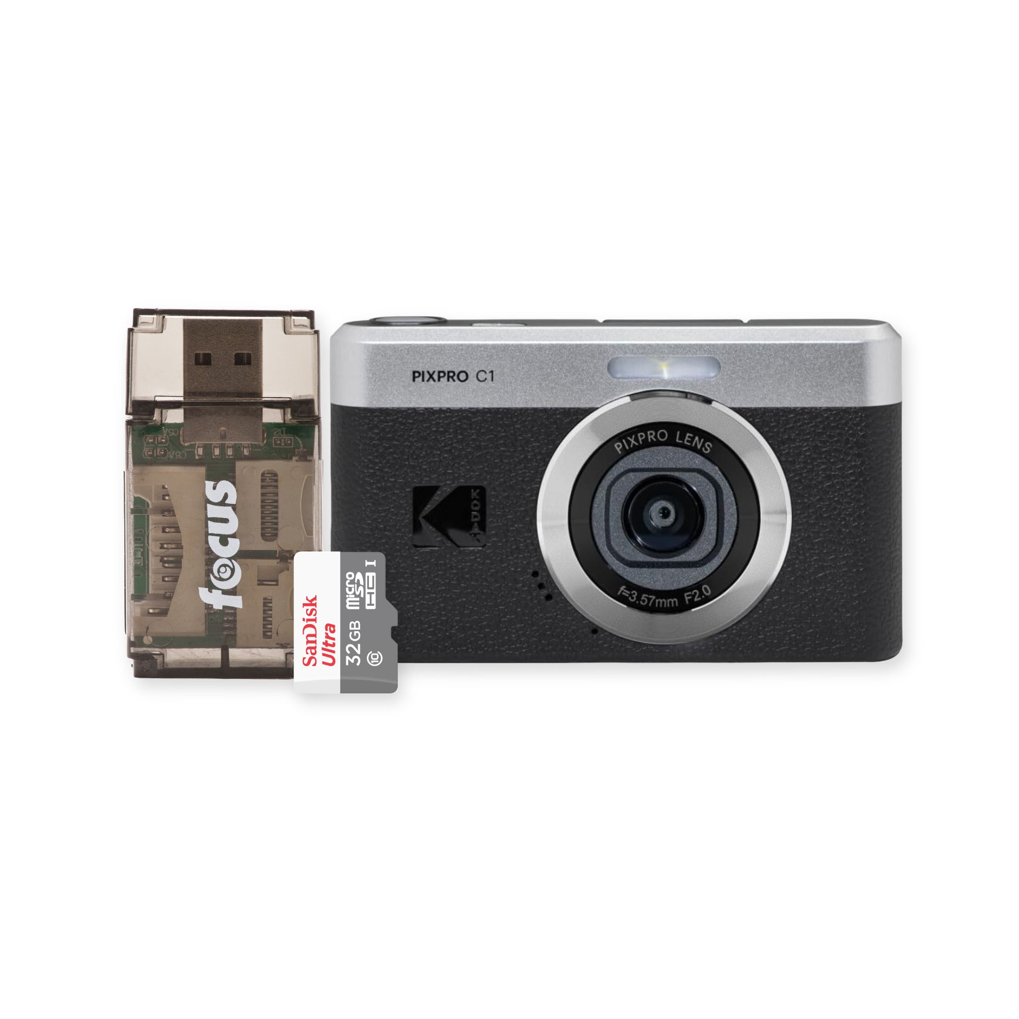 KODAK PIXPRO C1 13MP Digital Camera (Black) with MicroSD Card and