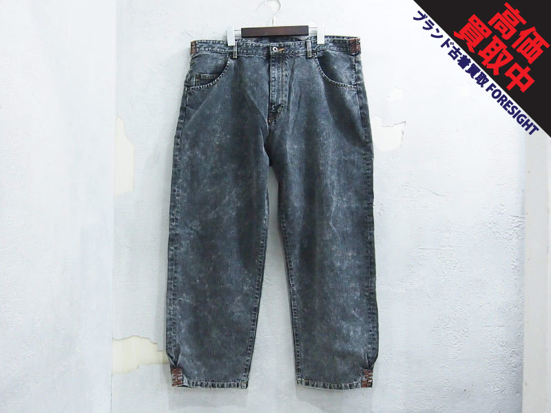 ROCSTAR ブリーチデニム パンツ ロックスター ロゴ刺繍 ケミカル