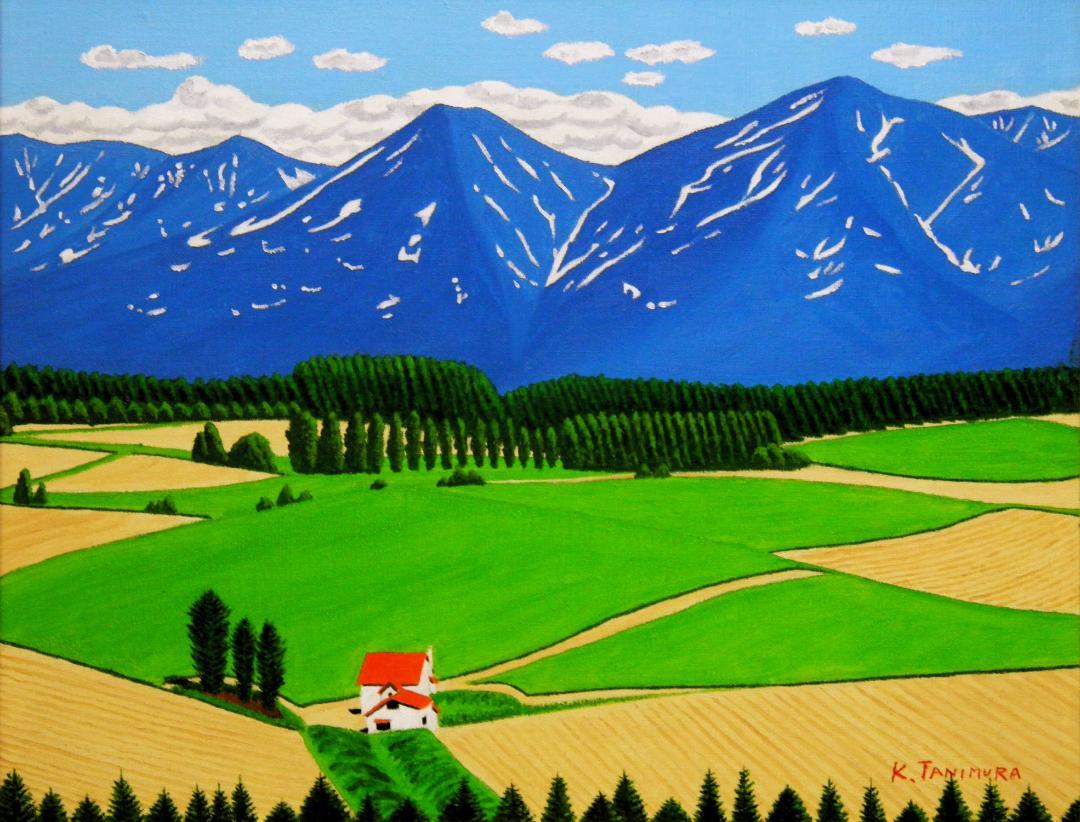 絵画の通販、購入ならFROM ARTIST/作品名：十勝連峰と赤い屋根の家