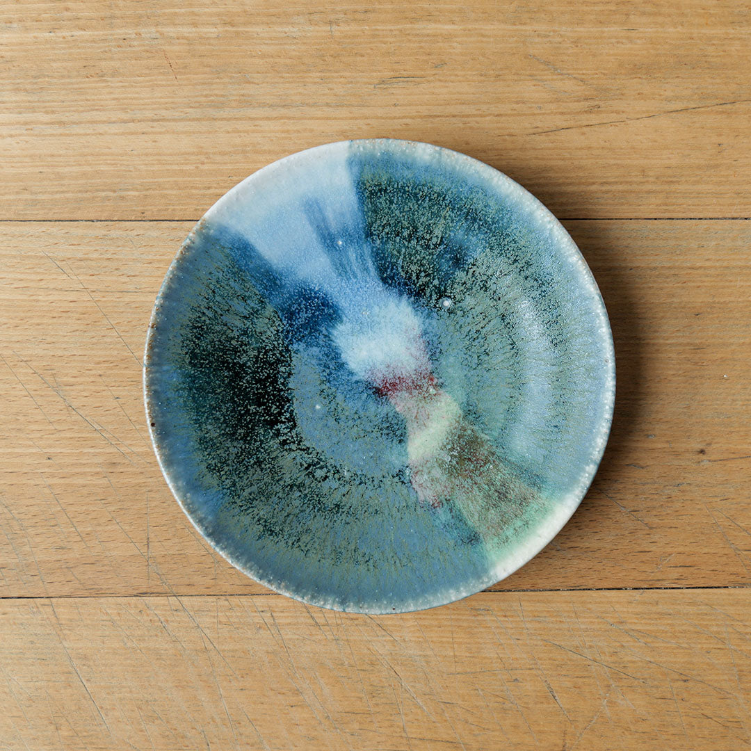 半窓造 あめ釉 陶板 長方皿 足付陶板皿 箱付 半窓造 あめ釉 陶板 長方