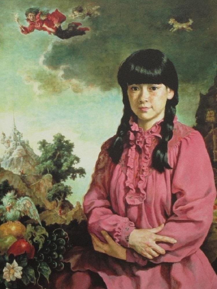 作者名：牧野邦子・画題：Aさんと千穂・技法：エスタンプ限定（32／280）