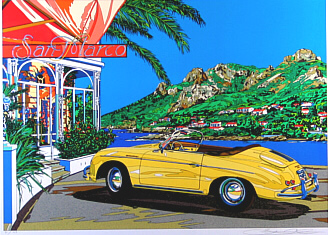 鈴木英人「コートダジュールの小高い丘 レッドポルシェ」 -探している