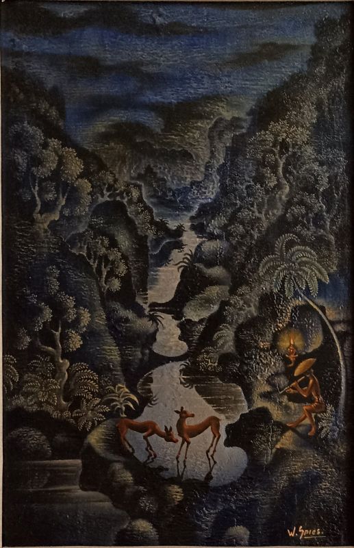 油彩 キャンバス 彫刻額縁 寺院の祭りバリ島 油彩 キャンバス 彫刻額縁