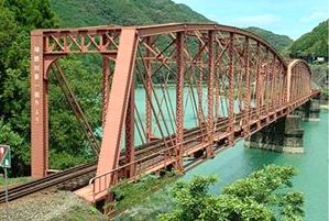 球磨川第一橋梁 鉄道橋の建設 モノクロ写真 ① 球磨川第一橋梁 鉄道橋