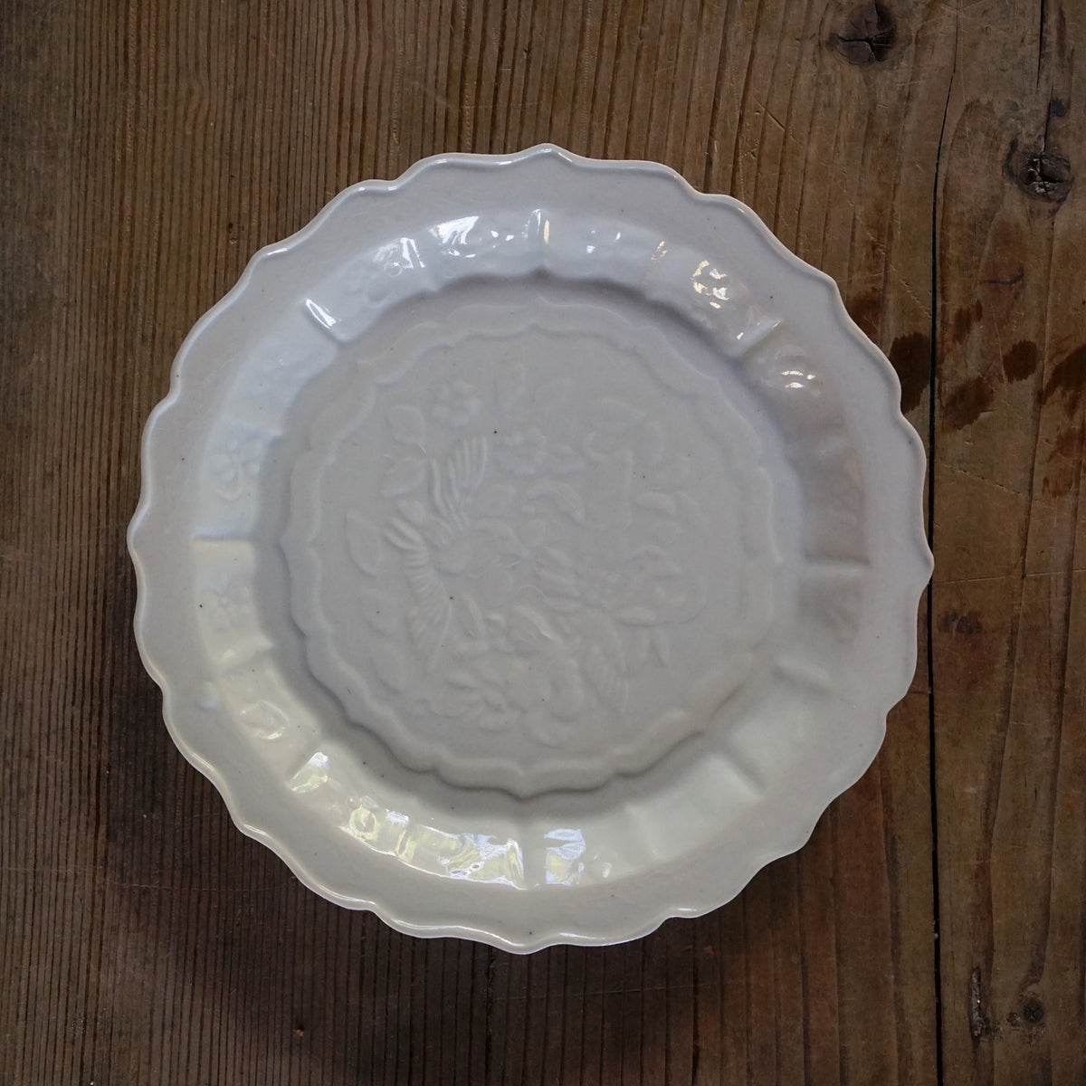 中国 白磁 鳳凰紋 皿 中国 白磁 鳳凰紋 皿