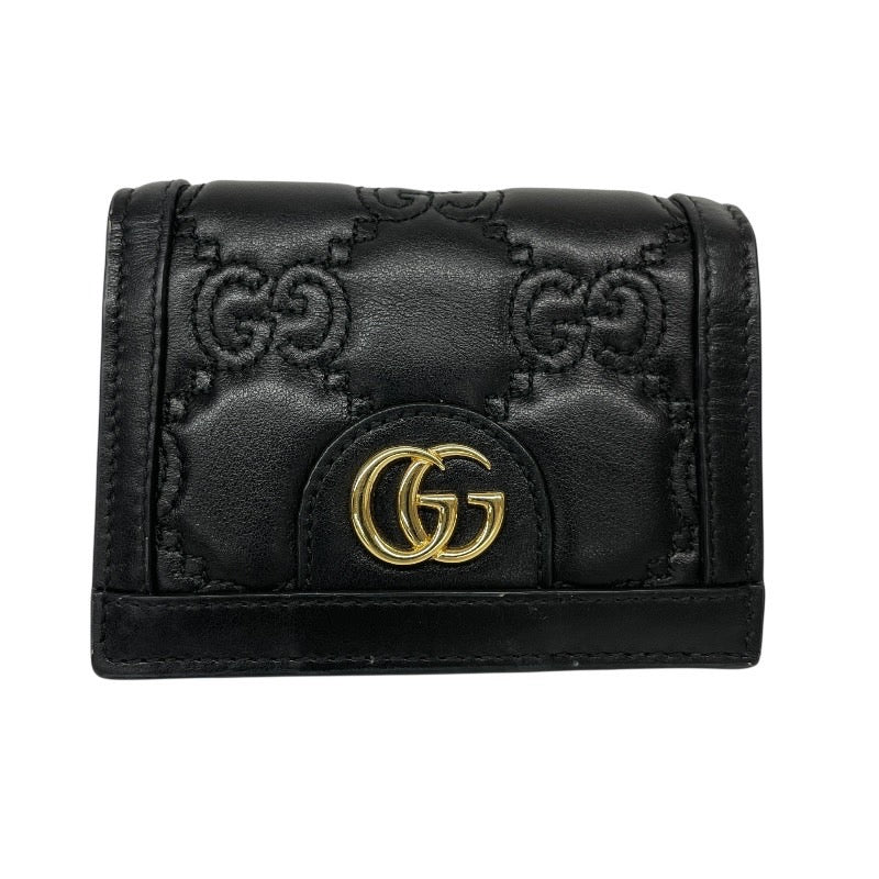 美品】GUCCI ブラック 二つ折り財布 GGロゴ グッチ(GUCCI) 二つ折り