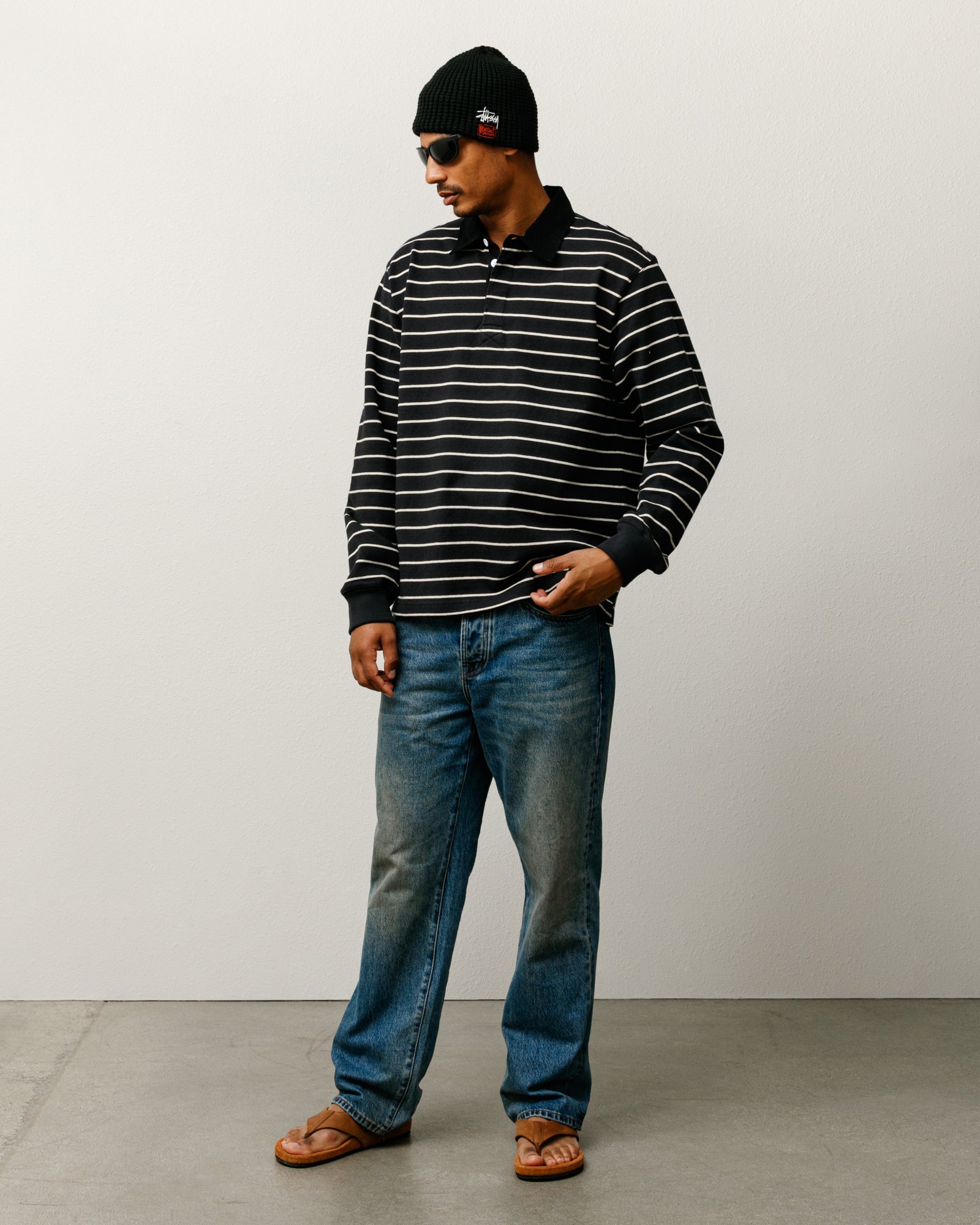 Striped Rugby Shirt – Black | Tops & Knits | Stüssy Japan