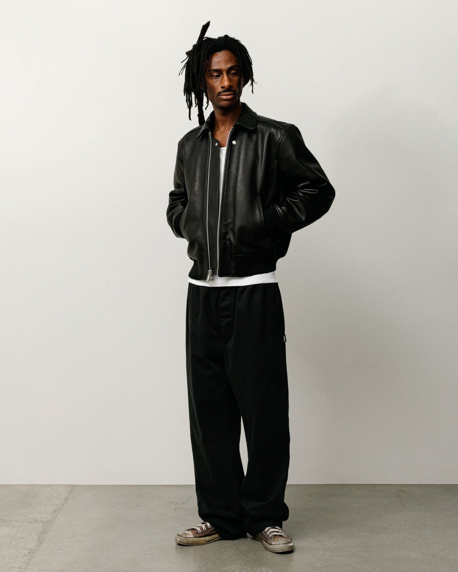 Stussy Garage Jacket Leather ジャケット レザー M Stussy Garage