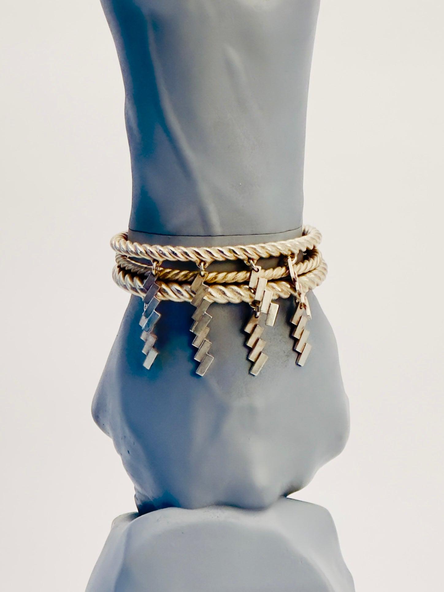 淺野屋健一のシルバーアクセサリー。しめ縄ブレスレット細 紙垂8枚 NEW