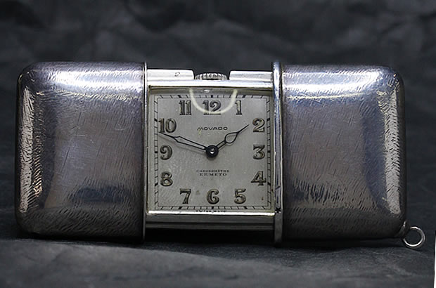 モバード MOVADO トラベルクロック エルメト 銀無垢 シルバー935 手巻き