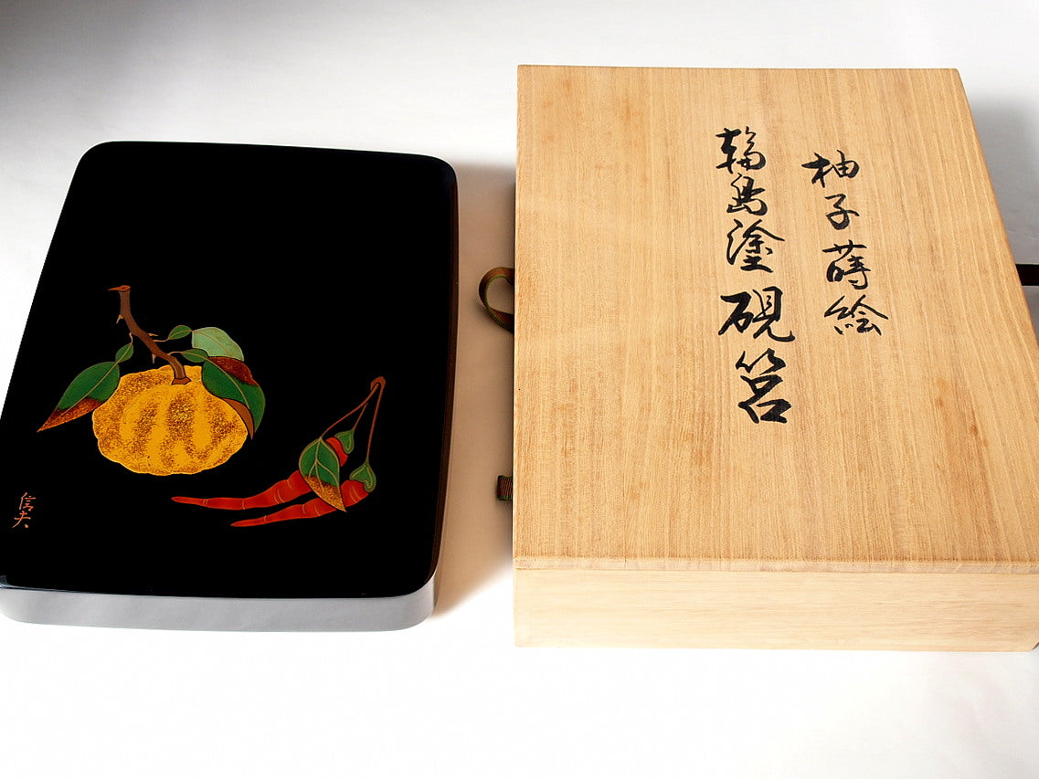 秋田天然木使用 硯箱（漆器）】 漆器木地-硯箱 【秋田天然木使用 硯箱