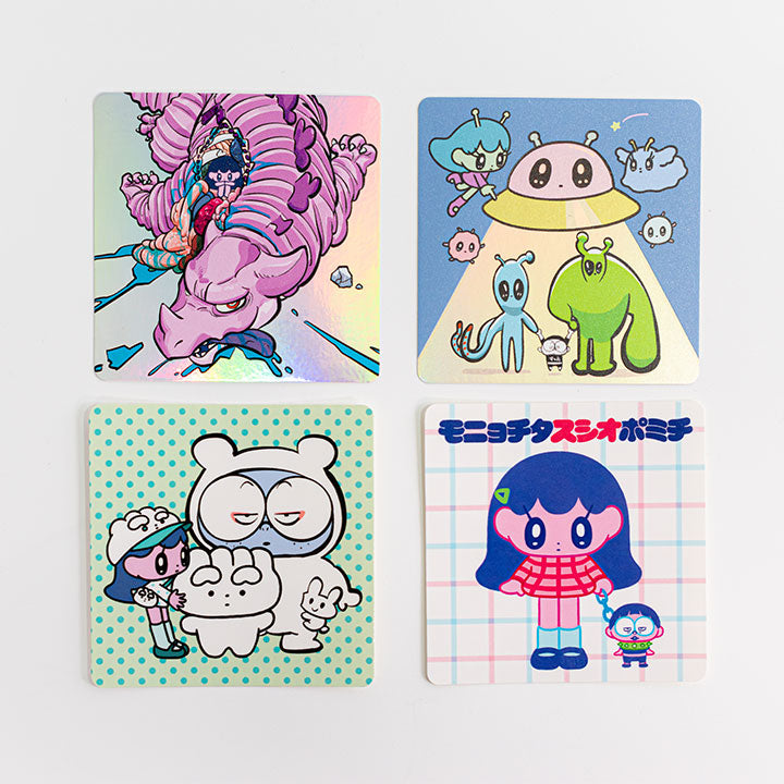 ステッカーくじ4種 Bセット / すしお×モニョチタポミチ