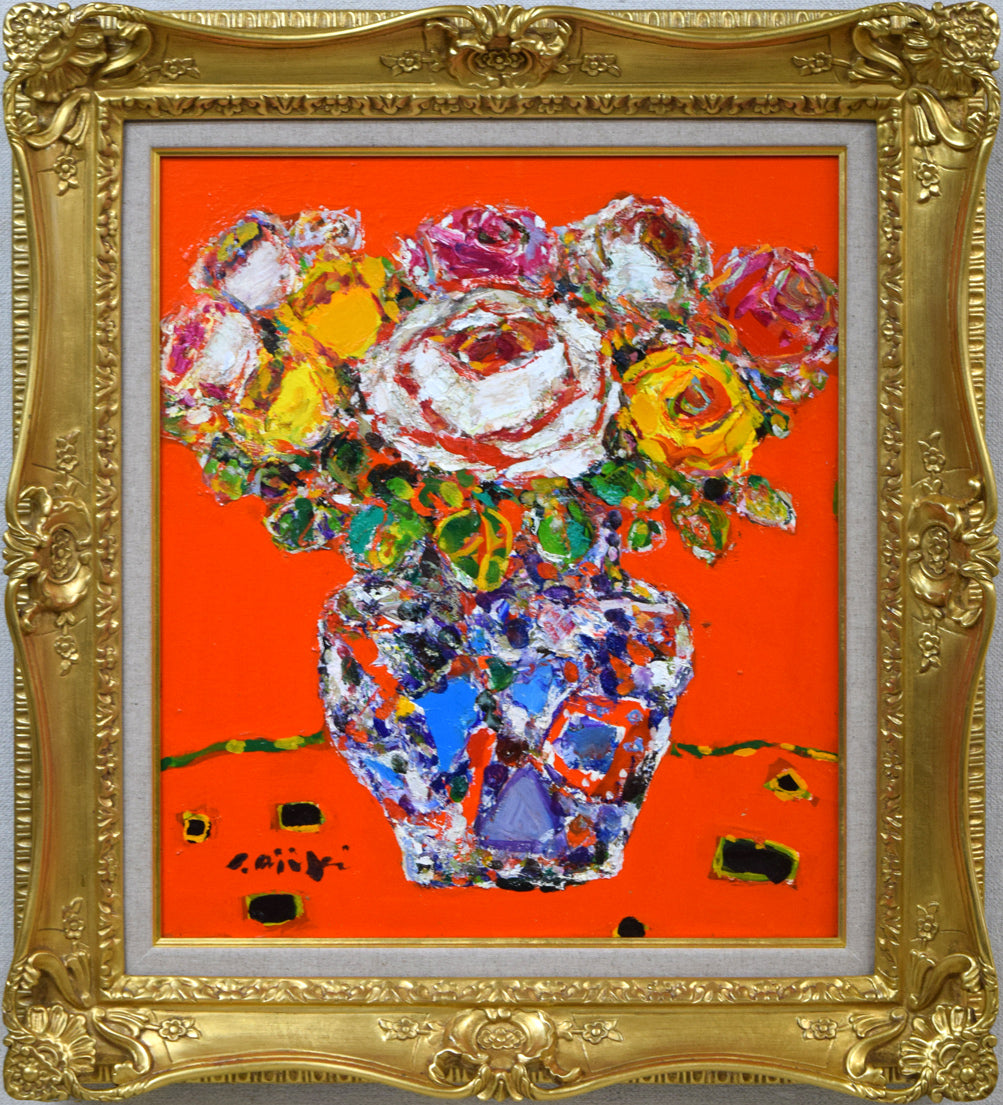 絵画 油彩本物 花咲く頃 安食慎太郎 絵画 油彩本物 花咲く頃 安食