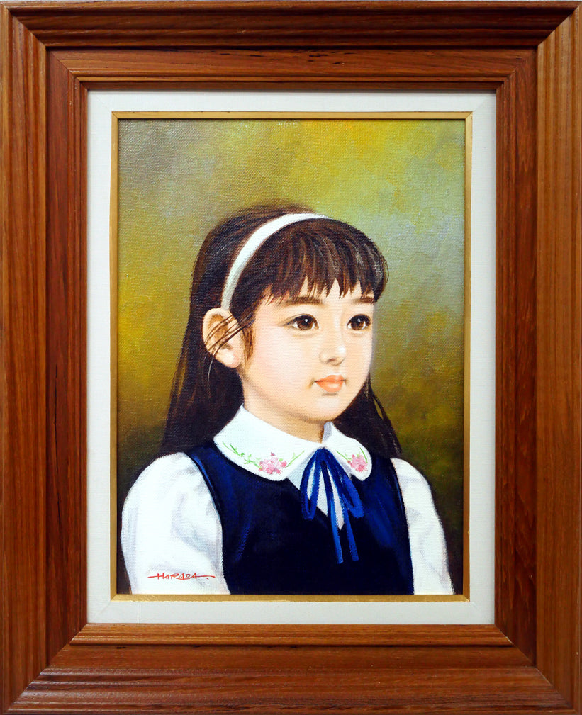 絵画油彩画少女原田優「夏姿」