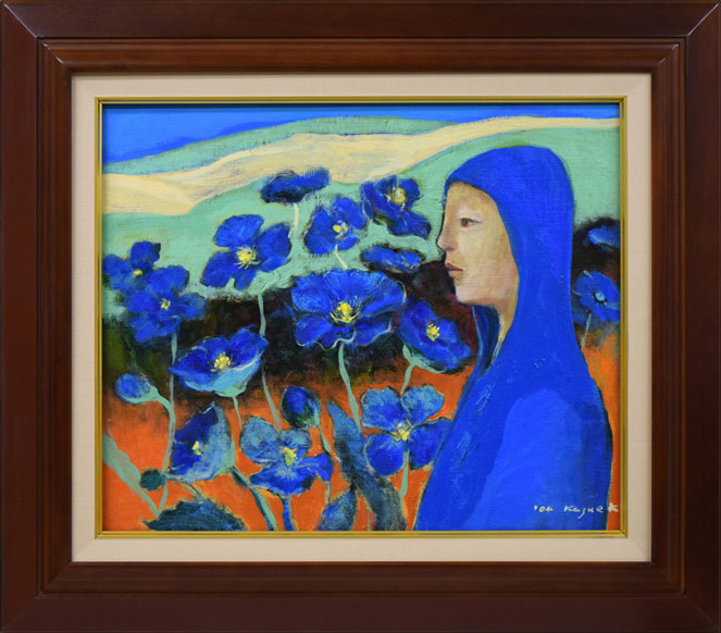 小野武司 作】『プロフィール』油彩画 額装 二科会会員 美術品 小野