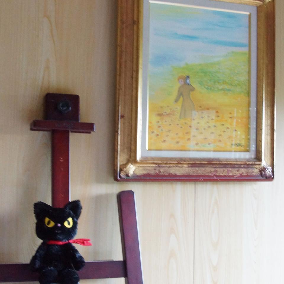 長嶺ヤスコ 猫の絵画 油彩画 フラメンコダンサー 直筆 オリジナル