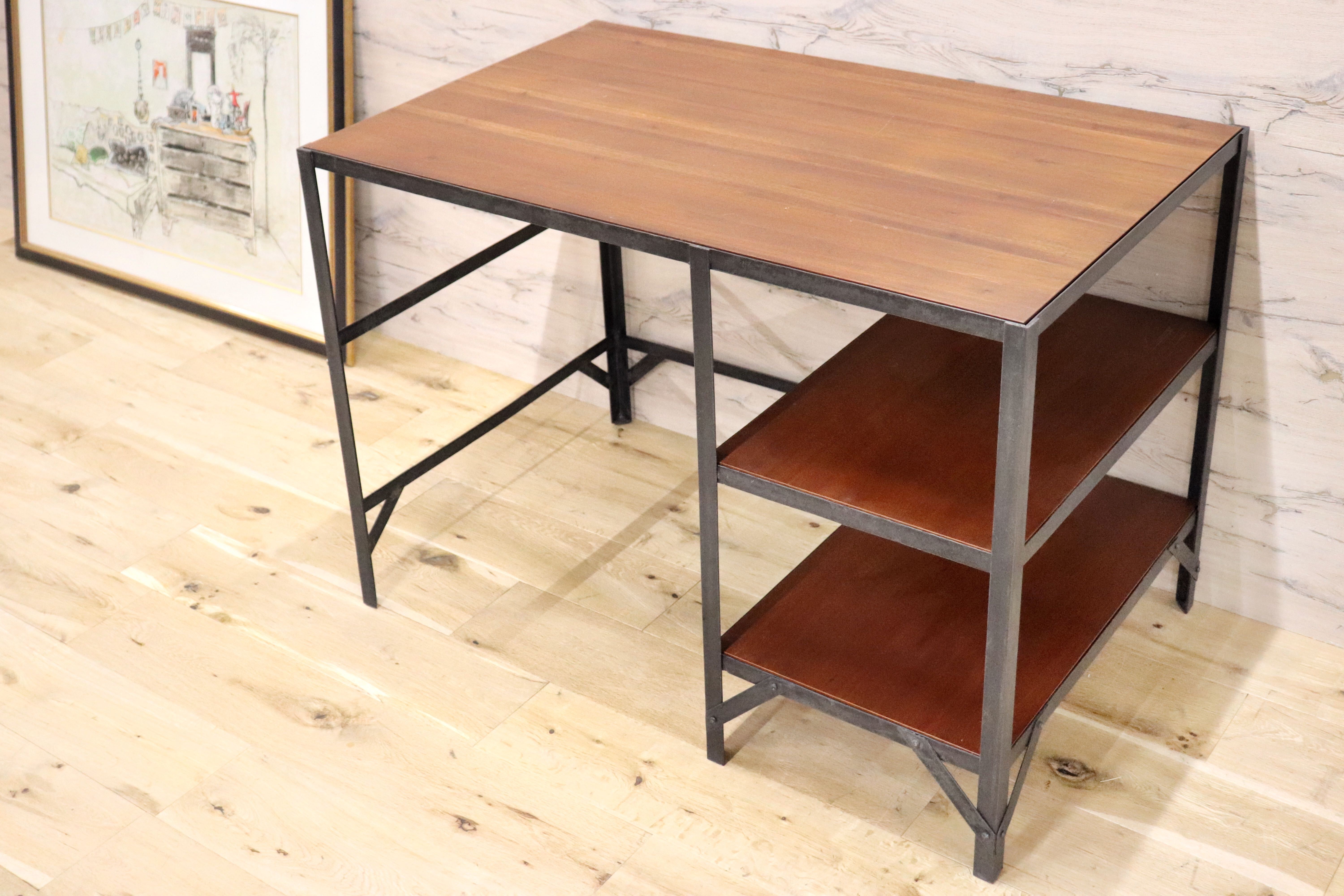 取付無料！ウニコ ランバーミニ アイアンフレーム天然木天板棚付き