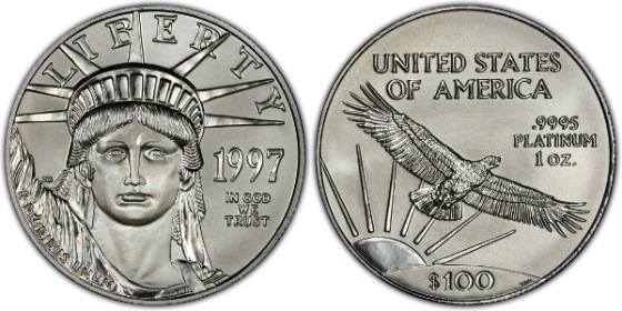 2001年アメリカ 純プラチナ 自由の女神像 リバティ イーグルコイン