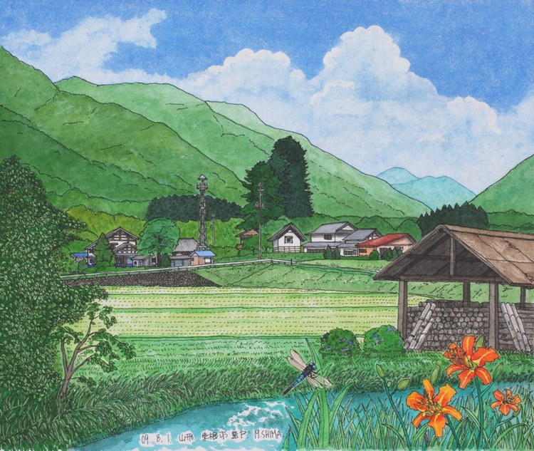 田舎の風景 油彩画 二つのパネル 田舎の風景 油彩画 田舎の風景