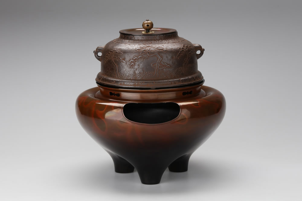 般若勘渓 鶴環付宝珠釜（風炉用）般若鋳造所 | 風炉釜セット