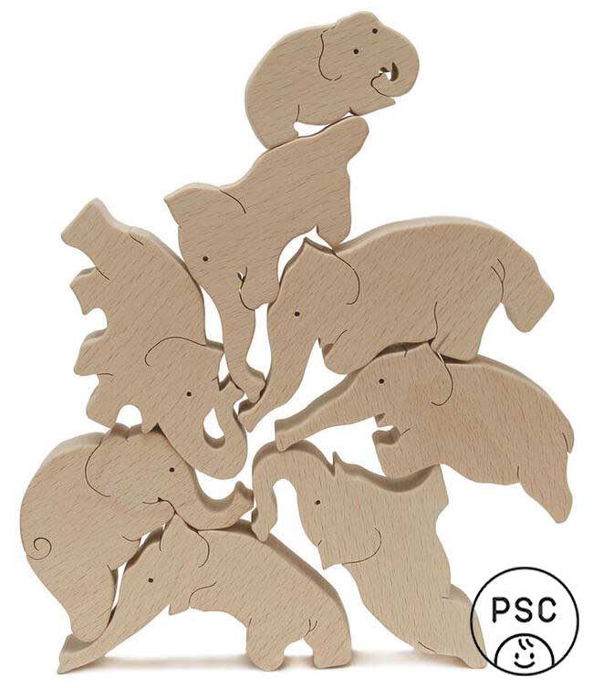 ゾウの自由積木サーカス 木のおもちゃ 銀河工房「日本テレビ世界まる