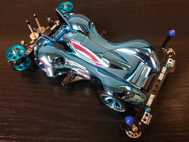 ミニ四駆 スピンアックスブルーメッキボディー スピンアックスSPIN AXE