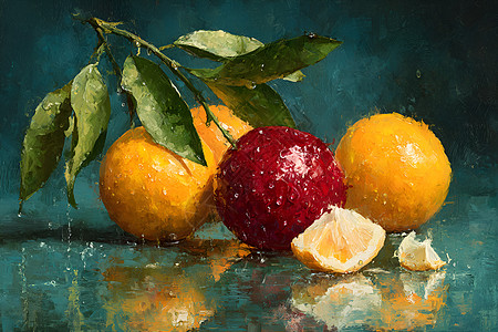 鲜艳水果静物油画特写插画图片下载-正版图片602389563-摄图网