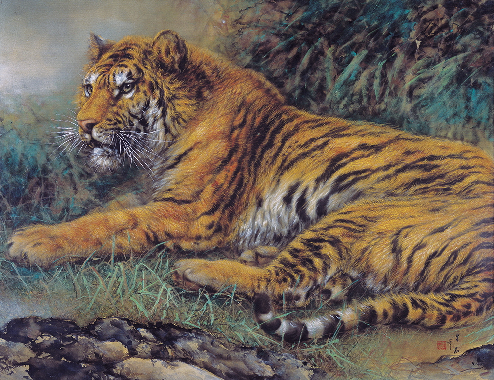 大橋翠石 猛虎図 岐阜県生まれ 明治 パリ万国博覧会金牌 掛軸24101504