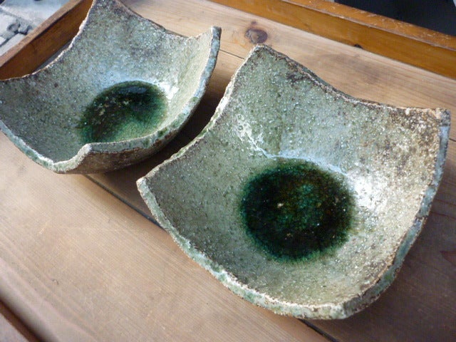 伊賀忠央窯秋野宏和作苔肌焼長方壺