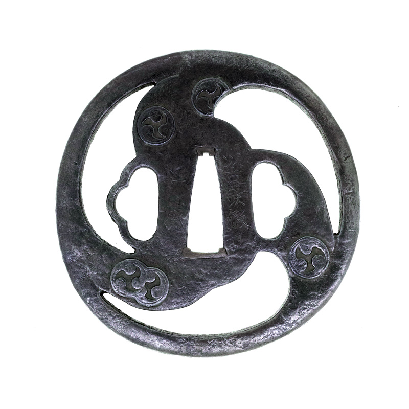 値下げ] 鍔:鉄地 花卉紋すかし 楕円形 無銘 【公式通販】