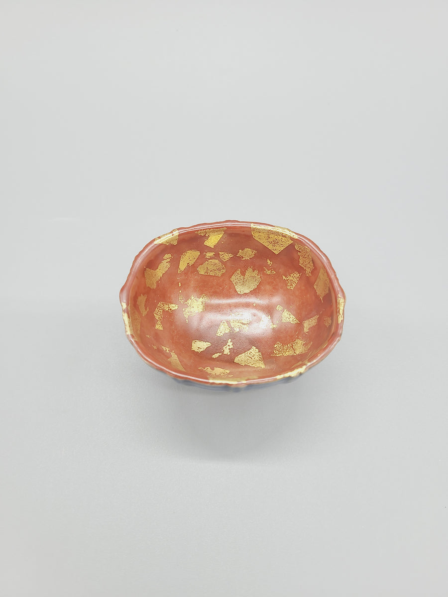 松谷窯/赤地金箔散 湯呑み五客 松谷窯/赤地金箔散 湯呑み五客