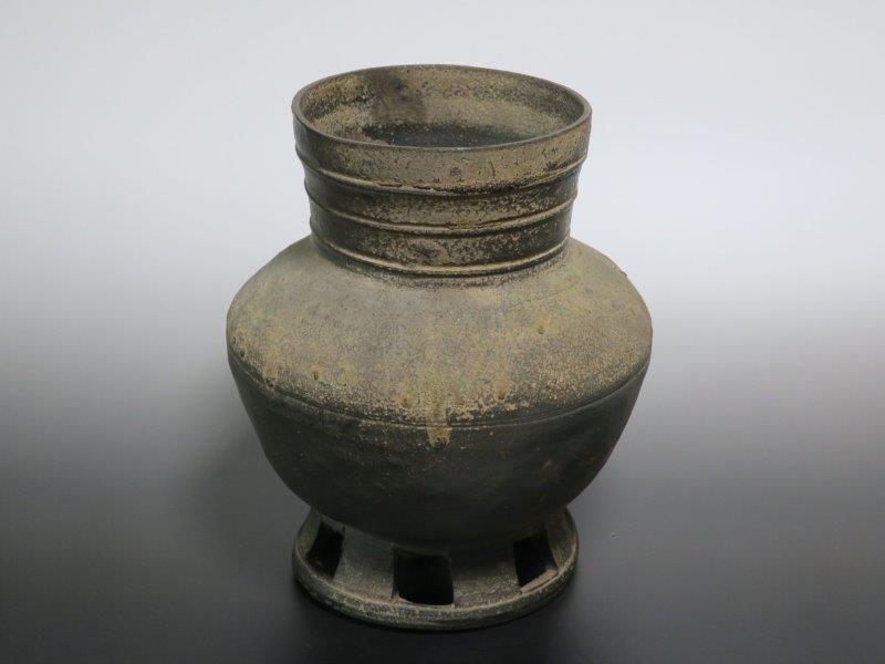 朝鮮美術須恵器新羅土器新羅無細土持ち手付壷V8924