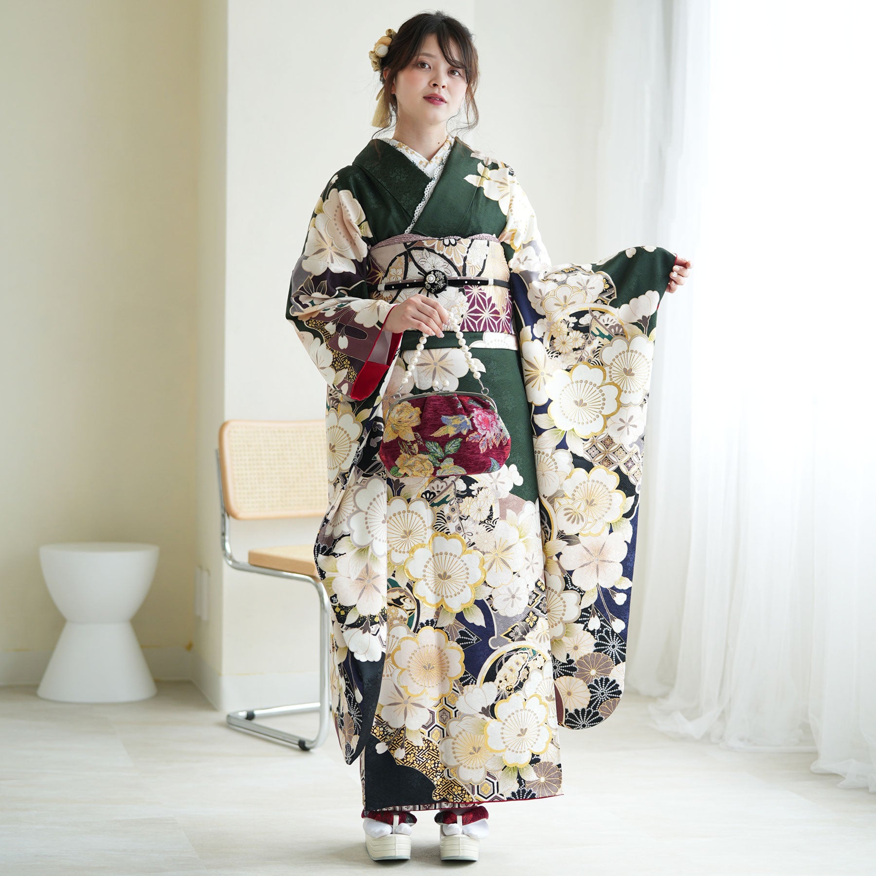 正絹振袖 袋帯 長襦袢 小物セット 18ー4 正絹振袖 袋帯 長襦袢 小物