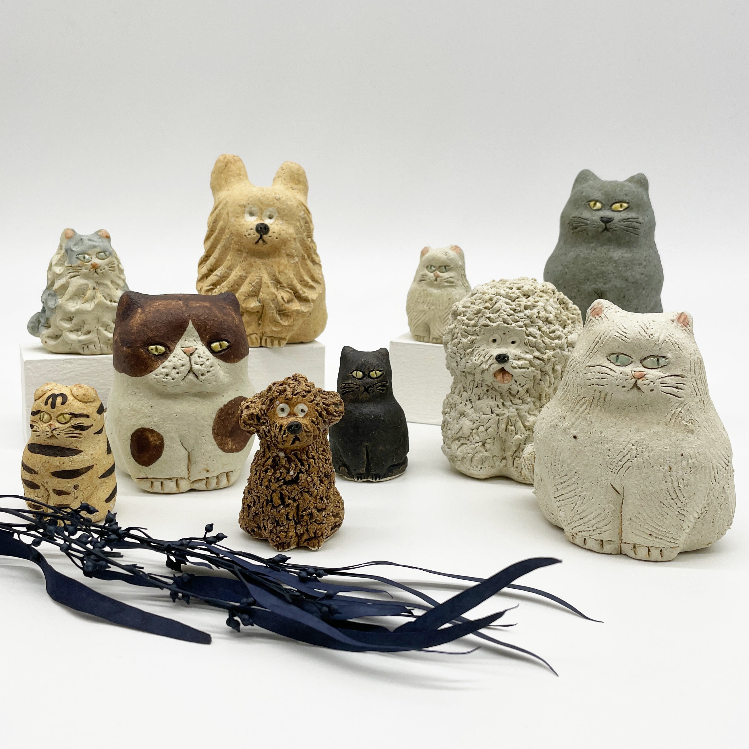 前川幸市 猫の置物 大きめのオブジェ 幸生窯 前川幸市 猫の