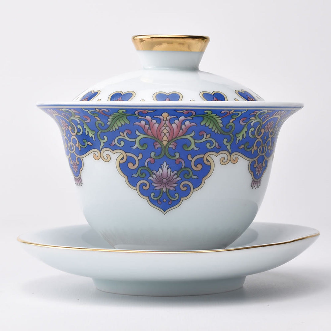 蓋碗｜琺瑯影青・藍｜中国茶器の通販・天香茶行